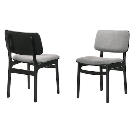 Armen Living Lima Gray Upholstered Wood Dining Chairs in Black Finish, PK2 LCLMSIGRBL